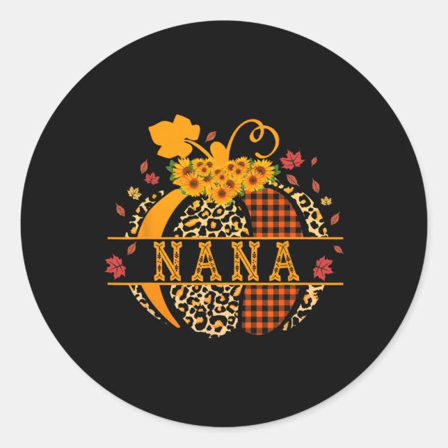 Nana Leopard drucken Pumpkin für Oma Nana Women Runder Aufkleber (Vorderseite)