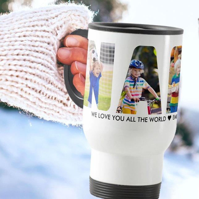 NANA Letter Cutout 4 Foto Collage Grandkids Namen Reisebecher (Von Creator hochgeladen)