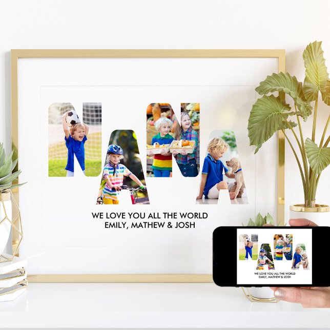NANA Letter Cutout Foto Collage Grandkids Name Poster (Von Creator hochgeladen)