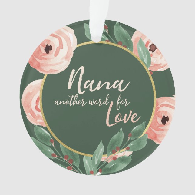 Nana Liebe Floral Berry Rose mit Foto Ornament (Vorderseite)