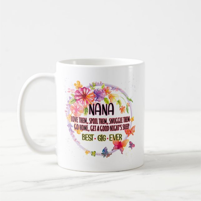 Nana Liebe sie verwischt sie Schnurrbart sie Kaffeetasse (Links)