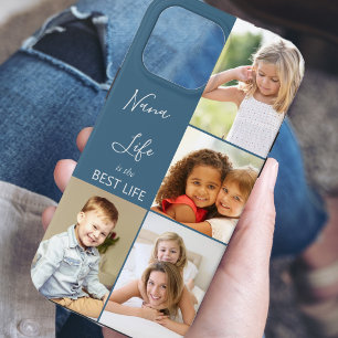 Nana Life ist das beste Leben 4 Foto-Collage Blau Case-Mate iPhone Hülle