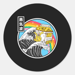 Nana Milk Surfen Kanagawa Welle Kawaii Anime Vapor Runder Aufkleber