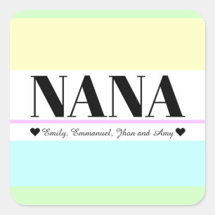 Nana mit Großkindname Quadratischer Aufkleber