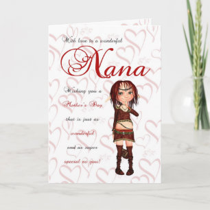 Nana Mother's Day Card With Little Forest Elf Karte