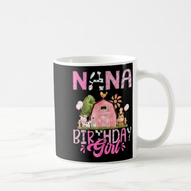 Nana Of The Birthday Girl Cute Farm Cow Birthday G Kaffeetasse (Rechts)