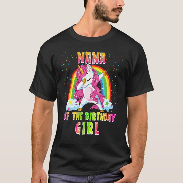 Nana of the Birthday Girl Dabbing Unicorn Matching T-Shirt (Vorderseite)