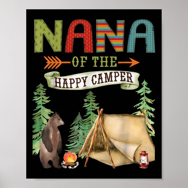 Nana Of The Happy Camper First Birthday Camng  Poster (Vorne)