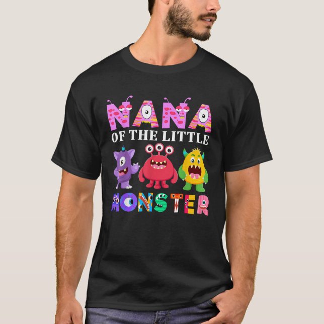 Nana Of The Little Monster Birthday Party Family M T-Shirt (Vorderseite)