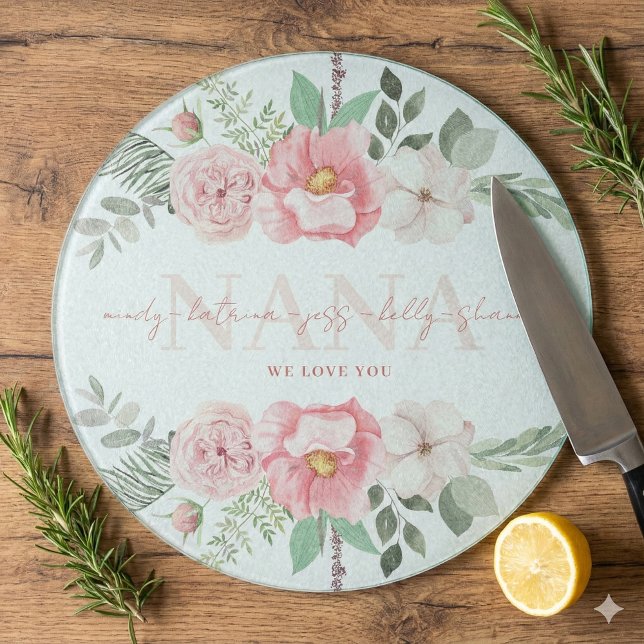 Nana Personalisiert Floral Cutting Board Schneidebrett (Show your Nana how much you love her with this beautiful personalized floral cutting board! )