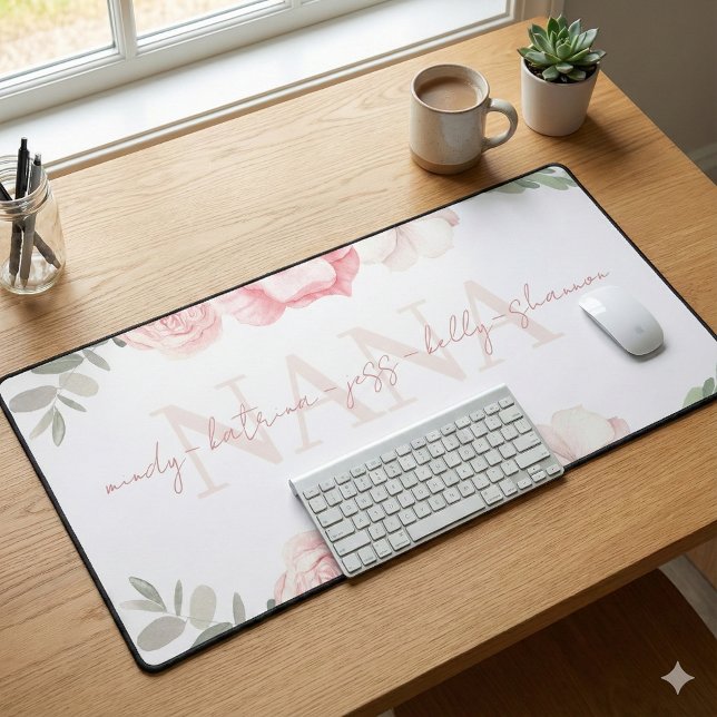 Nana Personalisiert Floral Desk Mat Schreibtischunterlage (Let your Nana know how special she is with this personalized desk mat! )