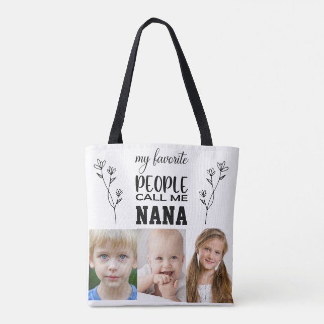 NANA PERSONALISIERT FOTO TOTE BAG FÜR GRANDMOTHER (Rückseite)