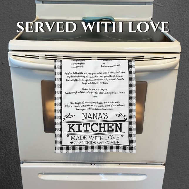 Nana Recipe Schwarz-weiß Bauernhof Buffalo Kariert Geschirrtuch (Von Creator hochgeladen)