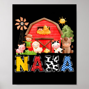 Nana Red Farm Kuh Geburtstagsjunge passende Famili Poster