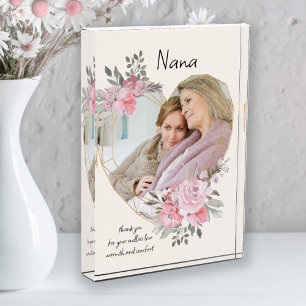 Nana Rosa Blumengeometrisches Herzförmig Fotoblock