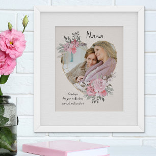 Nana Rosa Florales Herzförmiger Foto-Goldrahmen Poster