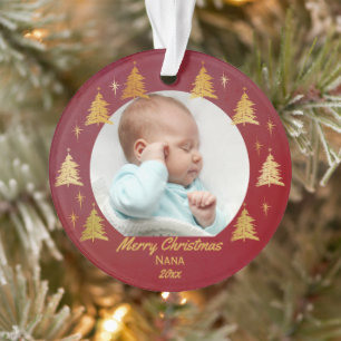 Nana Rot und Goldene Weihnachtsbäume Foto Ornament