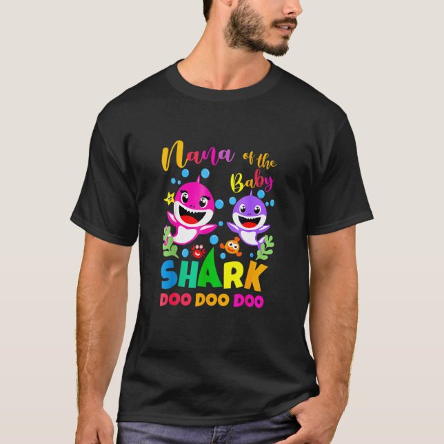 Nana Shark Birthday Nana Shark Familienmutter Da T-Shirt (Vorderseite)
