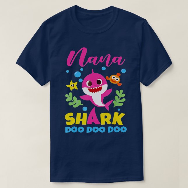 Nana Shark Geschenk Niedliche Baby Shark Family Ma T-Shirt (Design vorne)