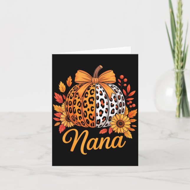 Nana Thanksgiving Leopard Pumpkin Sunflower Coquet Karte (Vorderseite)