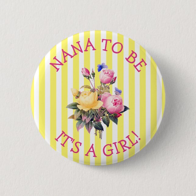 NANA to be Pink Floral Baby Shower Button (Vorderseite)