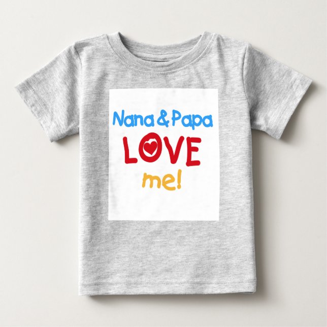 Nana- und Papa-Liebe ich Baby T-shirt (Vorderseite)