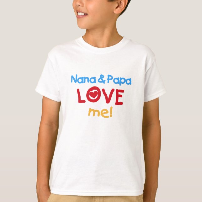 Nana- und Papa-Liebe ich T-Shirt (Vorderseite)