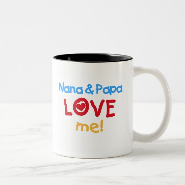 Nana- und Papa-Liebe ich Zweifarbige Tasse (Rechts)