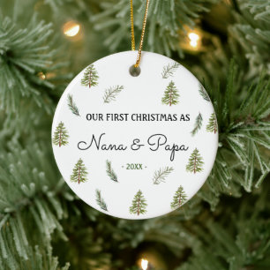 Nana und Papa Pine Bäume unsere ersten Weihnachten Keramik Ornament