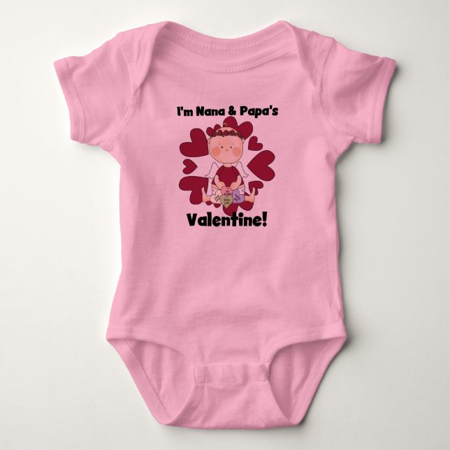 Nana- und Papa-Valentinsgruß-T-Shirts Baby Strampler (Vorderseite)