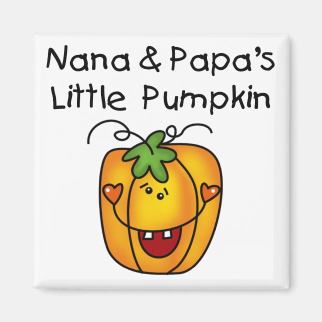 Nana und Papas kleine Kürbis-T - Shirt Magnet (Vorne)