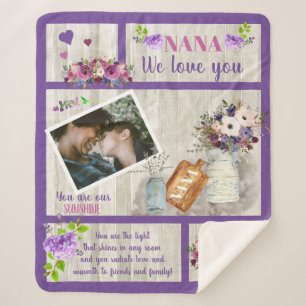 Nana We Liebe You Foto Floral   Text für Holzschr Sherpadecke