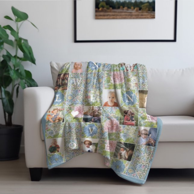 Nana Wir Liebe Sie | Blumenmuster aus Quilt 14 Fot Fleecedecke (Von Creator hochgeladen)