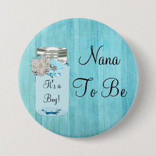 Nana, zum blaues Weckglas-rustikaler schäbiger Button