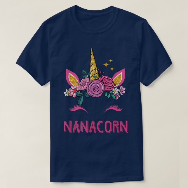 Nanacorn Nana Unicorn Girl Oma Kinder Mutter D T-Shirt (Design vorne)