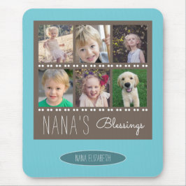 Nana's Blessings Foto Collage | Braun und Aquamari Mousepad