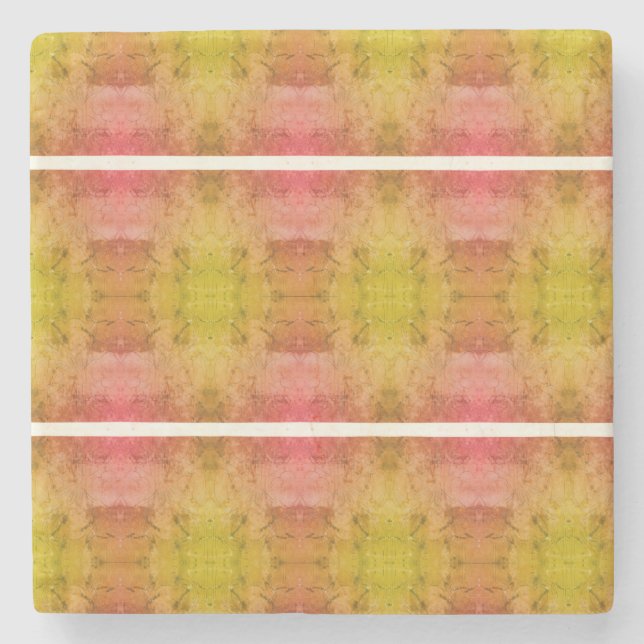 Nana's Hearts (rosa & gelb)  Steinuntersetzer (Vorderseite)