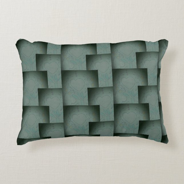 Nana's Hearts (Schwarz & Grau) Dekokissen (Vorderseite)