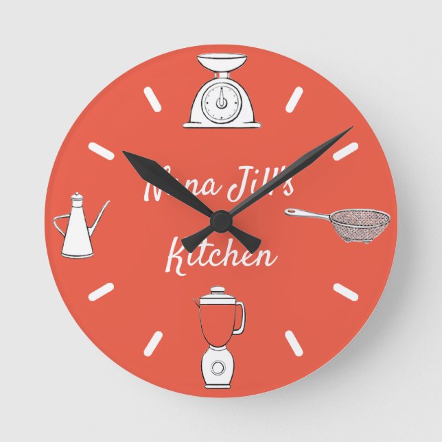 'Nana's Kitchen Wall Clock Runde Wanduhr (Vorderseite)