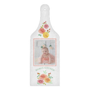 Nana's Kitchen Watercolor Rose Foto Schneidebrett