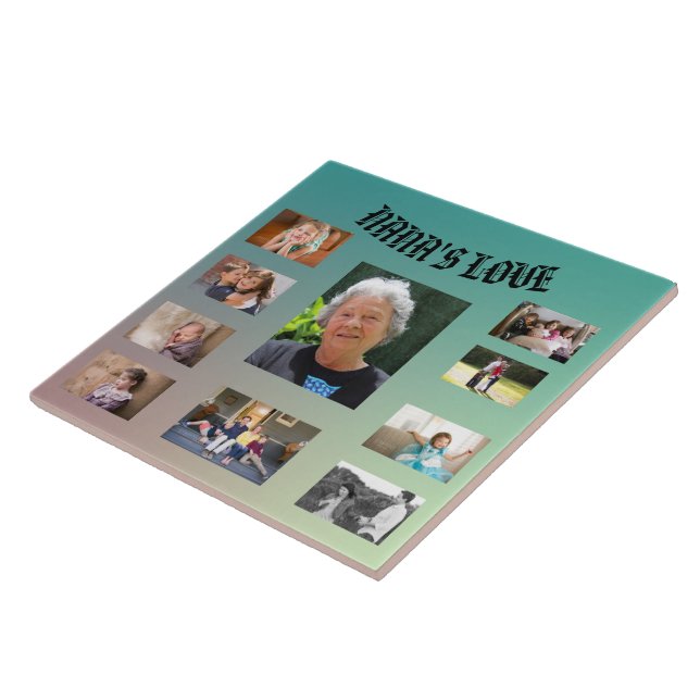Nanas Liebe 10 Foto Collage Blue Green Fliese (Seite)