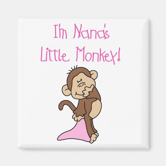 Nana's Monkey - Rosa T - Shirt und Geschenke Magnet (Vorne)