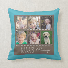 Nanas Segen-Foto-Collage aquamarin und Brown Kissen