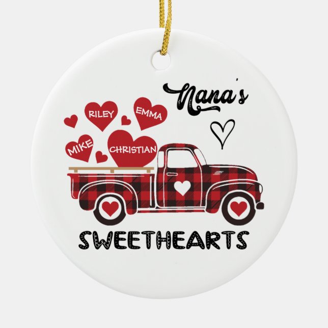 Nana's Sweethearts Truck Personalisiert Oma Keramik Ornament (Vorne)