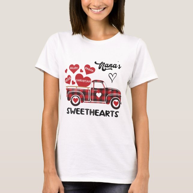 Nana's Sweethearts Truck Personalisiert Oma T-Shirt (Vorderseite)