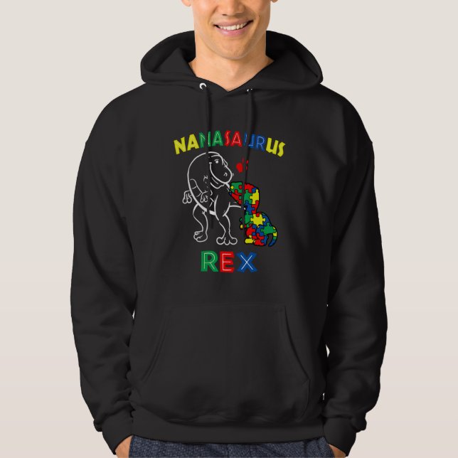 Nanasaurus Autism Awareness Nina Dinosaur Grandmot Hoodie (Vorderseite)