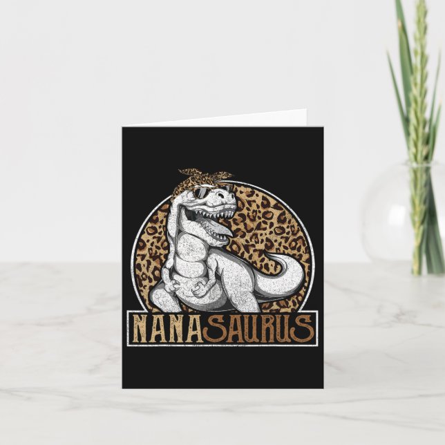 Nanasaurus Dinosaur Nana Leopard Shirt Karte (Vorderseite)