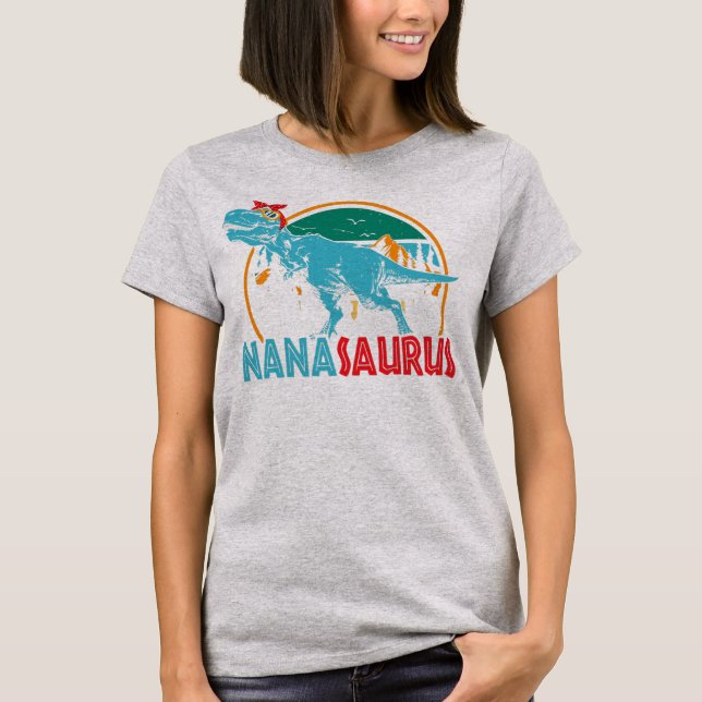 Nanasaurus T rex Dinosaur Funny Mothers Day  T-Shirt (Vorderseite)
