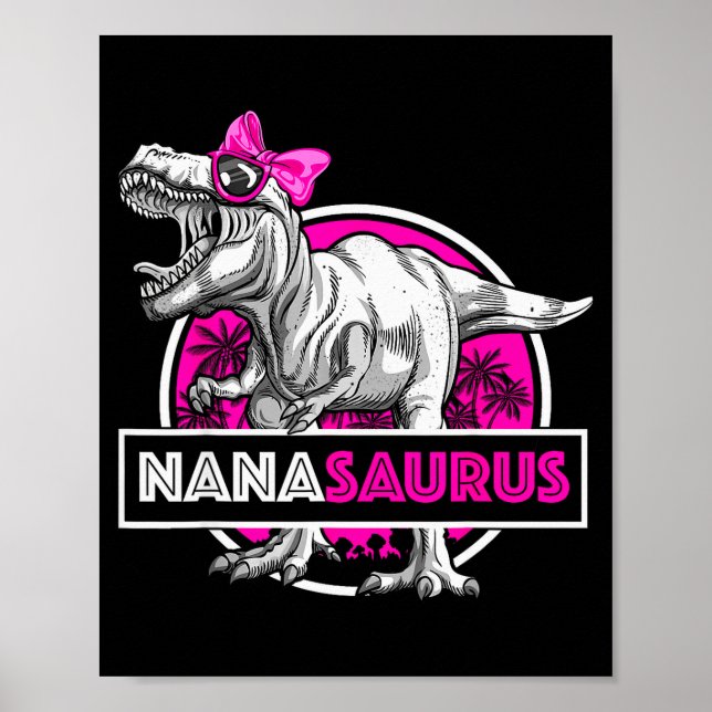 Nanasaurus T-rex Matching Funny Grandma Saurus Din Poster (Vorne)