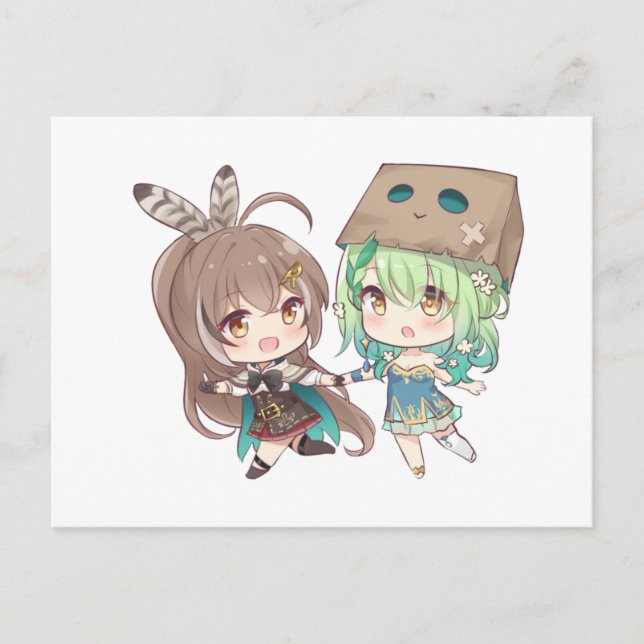 Nanashi (七 詩 Mumei イ und Ceres Fauna (セ ス ム , da  Ankündigungspostkarte (Vorderseite)